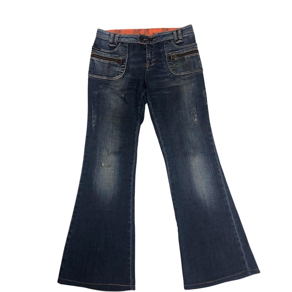 Vintage D&G Dolce & Gabbana Low Rise Y2K Jeans Blue Size 28 IT 42 Hemmed